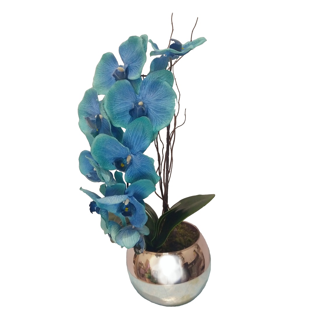 ARRANJO ORQUIDEA SILICONE 50 CM VASO ESPELHO